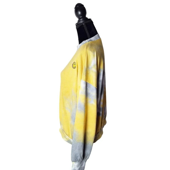 LUSH Tie Dye Smiley Face Long‎ Sleeve Crew Neck Pullover Sweatshirt Top Large - Picture 3 of 11